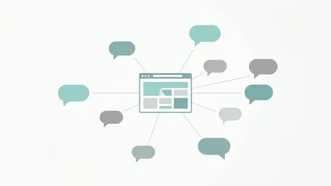 Ventana de sitio web conectada por líneas a varios íconos de burbujas de chat representando cómo los sistemas de IA leen la información estructurada