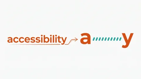 Ilustración tipográfica mostrando la transformación de la palabra accessibility en a11y